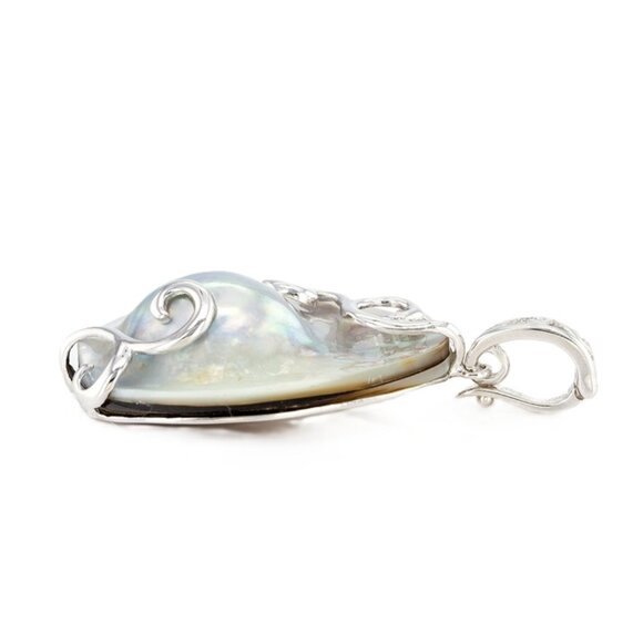 NIB - Freeform Blister Pearl Pendant – 32x26mm Rhodium Over Sterling Silver - Picture 4 of 12